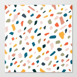 Terrazzo, Abstract Quirky Shapes Bohemian Modern Pattern Confetti Celebration Random Colorful Shapes Canvas Print