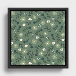 Flower Pattern (sage green) Framed Canvas