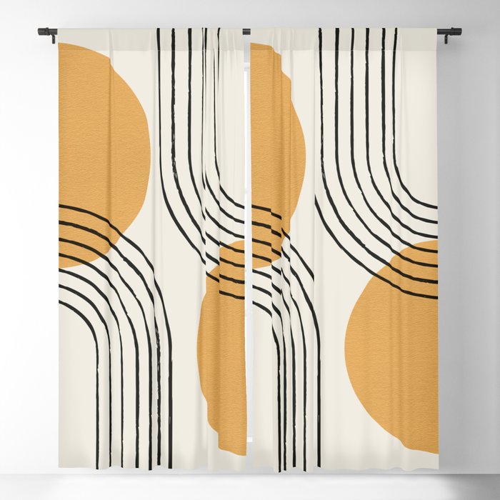 Sun Arch Double - Gold Blackout Curtain | Graphic-design, Mid-century-modern, Midcentury, Mid-century, Contemporary, Modern-classic, Elegant, Abstract, Line, Sun