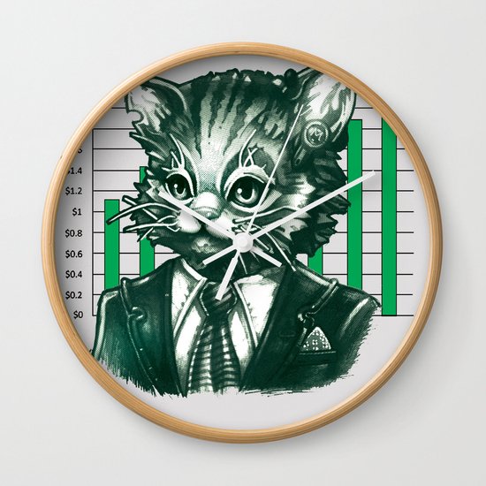 Blue Tooth Cat Deals in Trillions Wall Clock