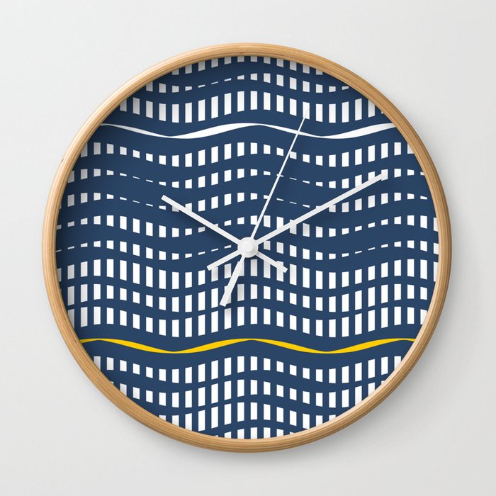 Wavy Stripes Blue and White Wall Clock
