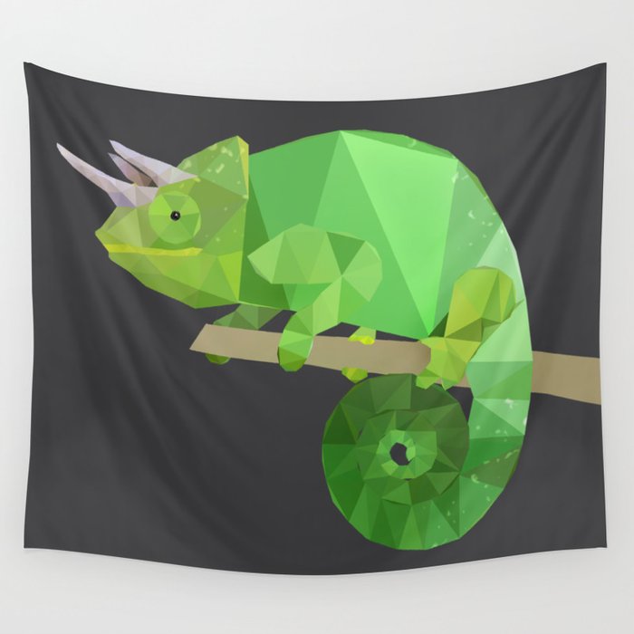Low Poly Chameleon Wall Tapestry