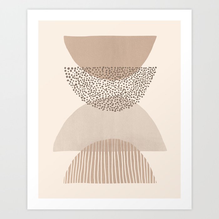 Boho Abstract Shapes in Neutral Earth Tones  Art Print
