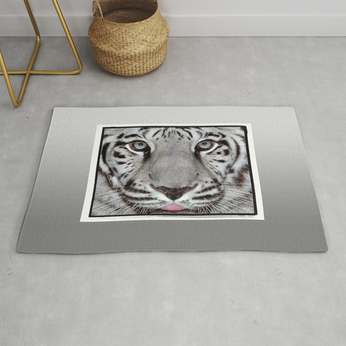 White Tiger with a little tougue Rug