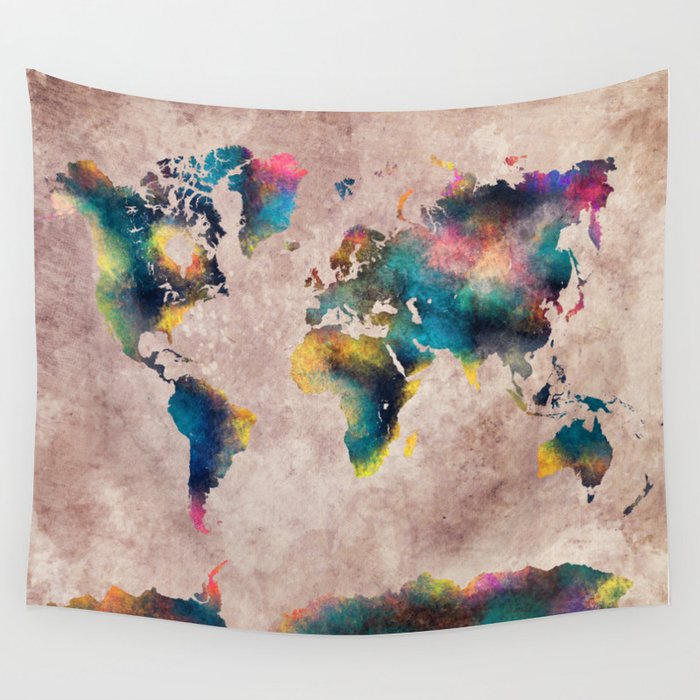 World Map Wall Tapestry By Jbjart