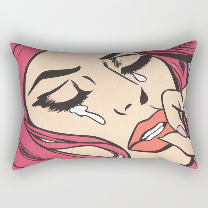 Pink Sad Girl Rectangular Pillow