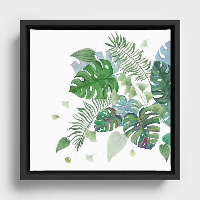 Tropical nature leaves Framed Canvas