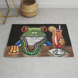 "Mardi Gras Hurricane" - Frogs After Five collection Rug