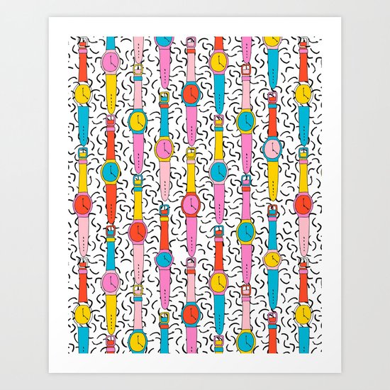 Happenin' - throwback 1980's style art print swatch watch retro vintage hipster dorm decor urban bro Art Print