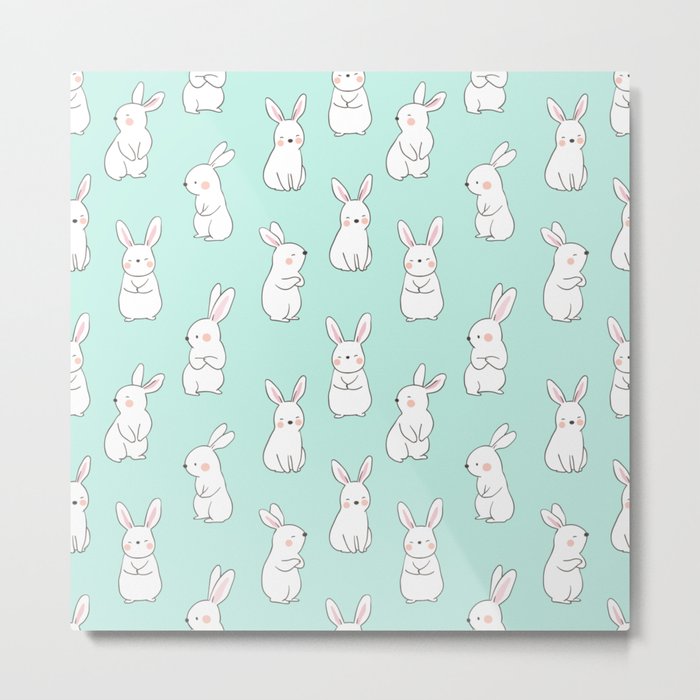 Cute Snow Rabbits Metal Print