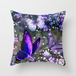Lavender Butterfly Garden  Throw Pillow