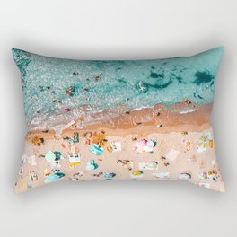 Aerial Beach Art Print, Aerial Drone Summer Beach Photography, Beach Aerial Print, Drone Aerial Photography, Pastel Beach, Summer Travel Beach Sea Rectangular Pillow