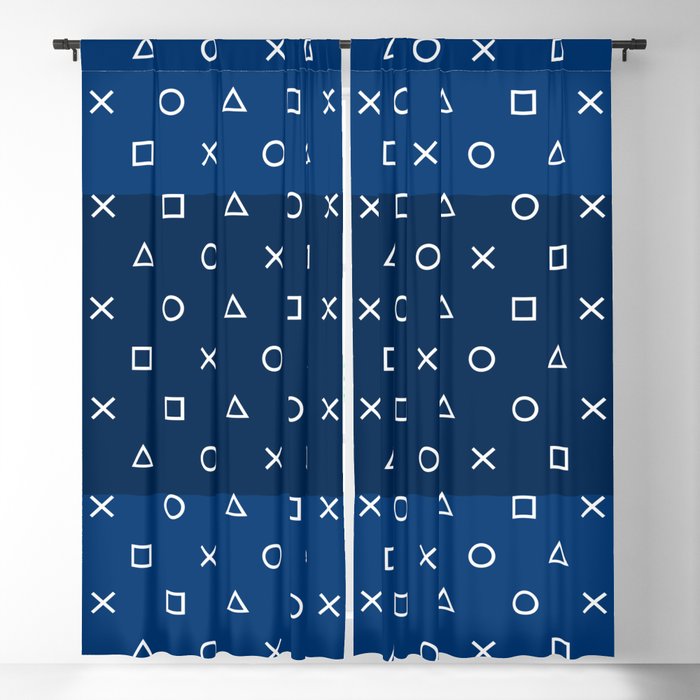 Gamepad Symbols Pattern Navy Blue Blackout Curtain By Xooxoo