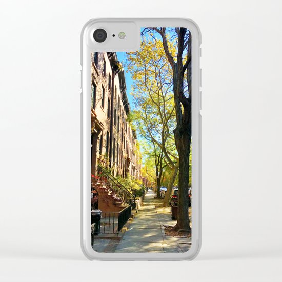 Cobble Hill Brooklyn New York in the Fall, Brownstones Clear iPhone Case
