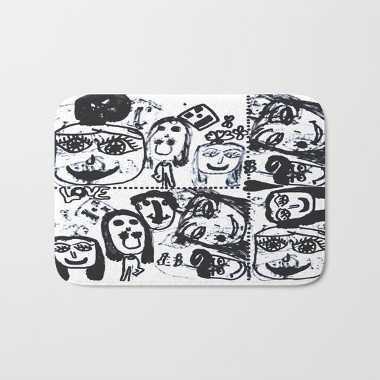 Funny Face | Pop Art | Black and White Bath Mat