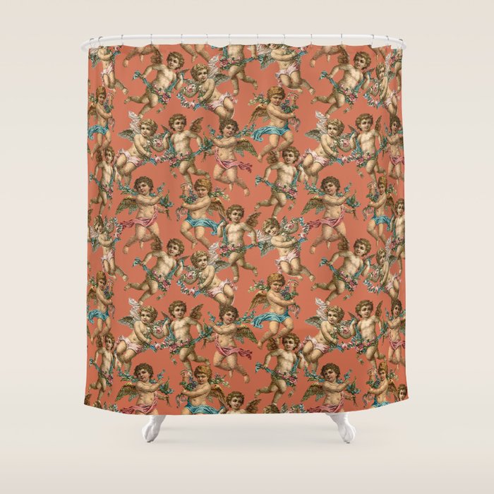 Stucco Cherubs In Terracotta Apricot Shower Curtain By Stucco Cherubs In Terracotta Apricot Shower Curtain By Elliottdesignfactory Society6