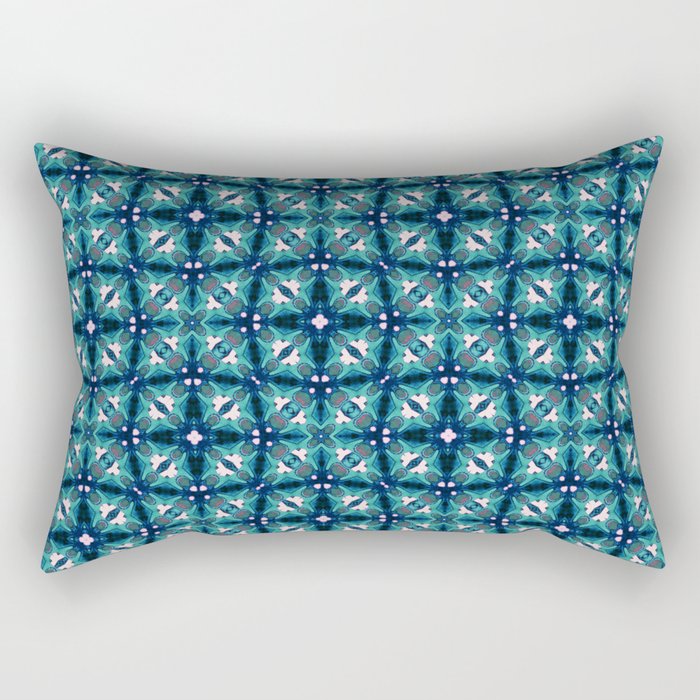 Teal Tiles Rectangular Pillow