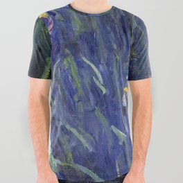 Irises No. 2 still life painting by Claude Monet All Over Graphic Tee