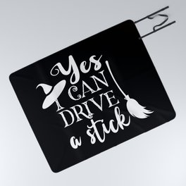 Yes I Can Drive A Stick Halloween Funny Witch Picnic Blanket