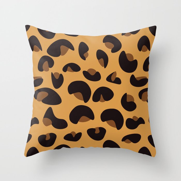 Abstract Seamless Leopard Print Pattern - Licorice and Jasper Orange Throw Pillow