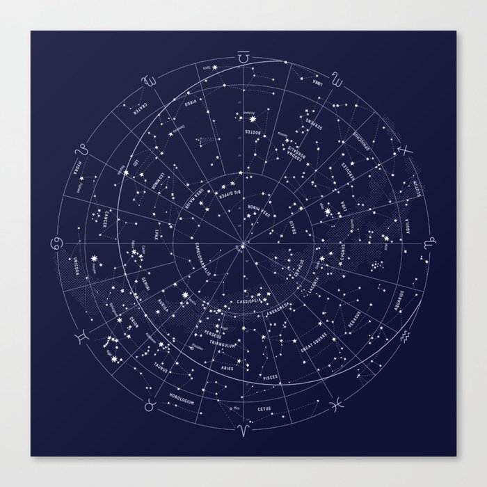 Constellation Map Indigo Canvas Print by Merlin | Society6