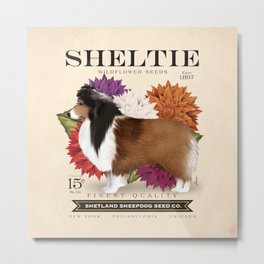 Sheltie Shetland Sheepdog seeds wildflowers seed packet art artwork garden gardener  Metal Print