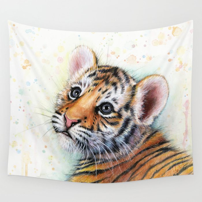Nursery Artwork Tiger Cub Baby Animal Watercolor Jungle Safari