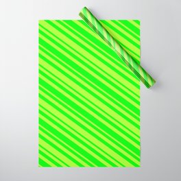 [ Thumbnail: Light Green and Lime Colored Stripes/Lines Pattern Wrapping Paper ]