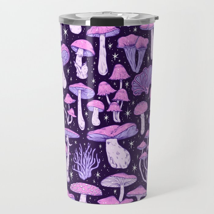 Deadly Mushrooms Dark Purple Travel Mug