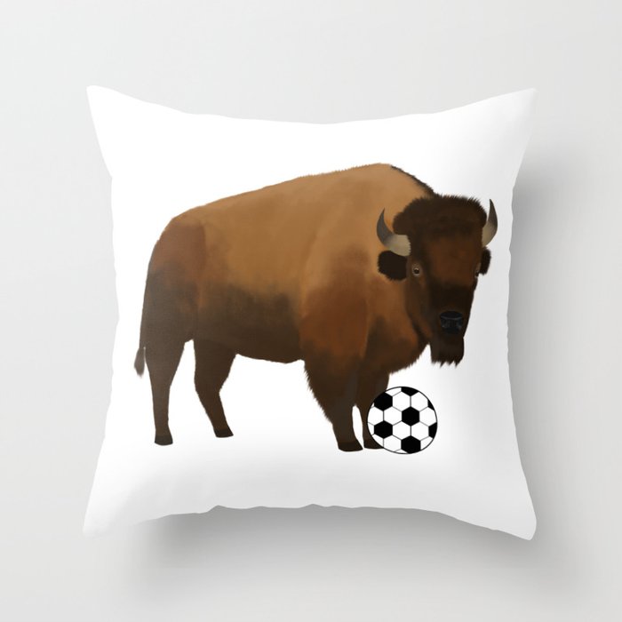 Bison Soccer Throw Pillow
