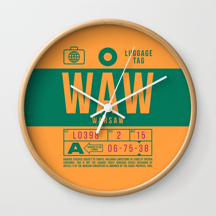 Luggage Tag B - WAW Warsaw Poland Wall Clock