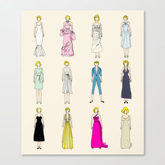 Marilyn Fashion Vintage Retro in Cream Canvas Print