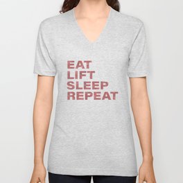 Eat lift sleep repeat vintage rustic red text V Neck T Shirt