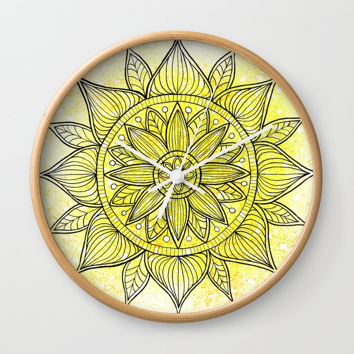 Sunflower Yellow Mandala Wall Clock