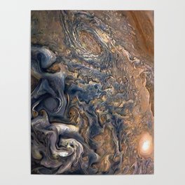 Swirling Clouds of Planet Jupiter Close Up Juno Cam Poster