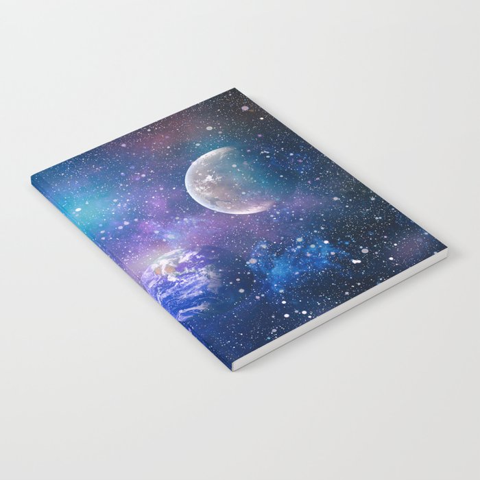 planets, stars and galaxies in outer space showing the beauty of space exploration. Notebook