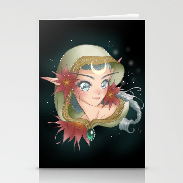 Poinsettia Elf Dark Stationery Cards