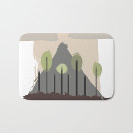 Forest Regrowth Abstract Landscape Bath Mat | Landscape, Minimalist, Nature, Contemporary, Art, Trees, Desaturated, Green, Midcentury, Forest 