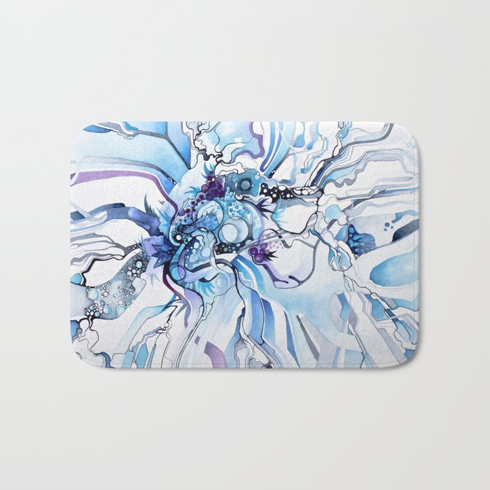 Sub-Atomic Stress Release Therapy - Blue Psychedelic Watercolor Bath Mat