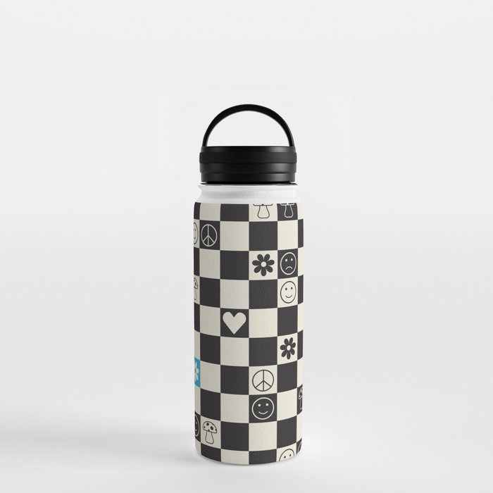 Happy Checkered pattern rainbow Water Bottle