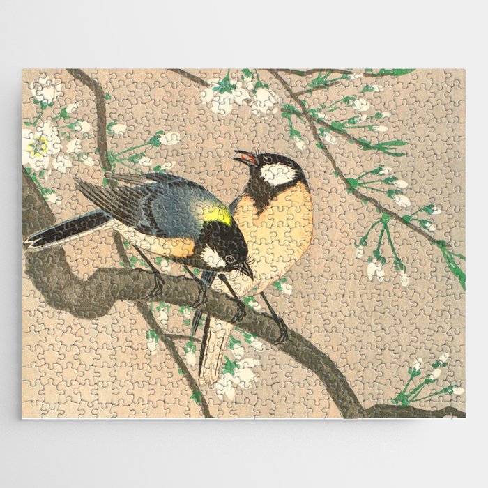 Tits on Cherry Branch Jigsaw Puzzle