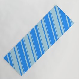 [ Thumbnail: Blue & Light Blue Colored Lines/Stripes Pattern Yoga Mat ]
