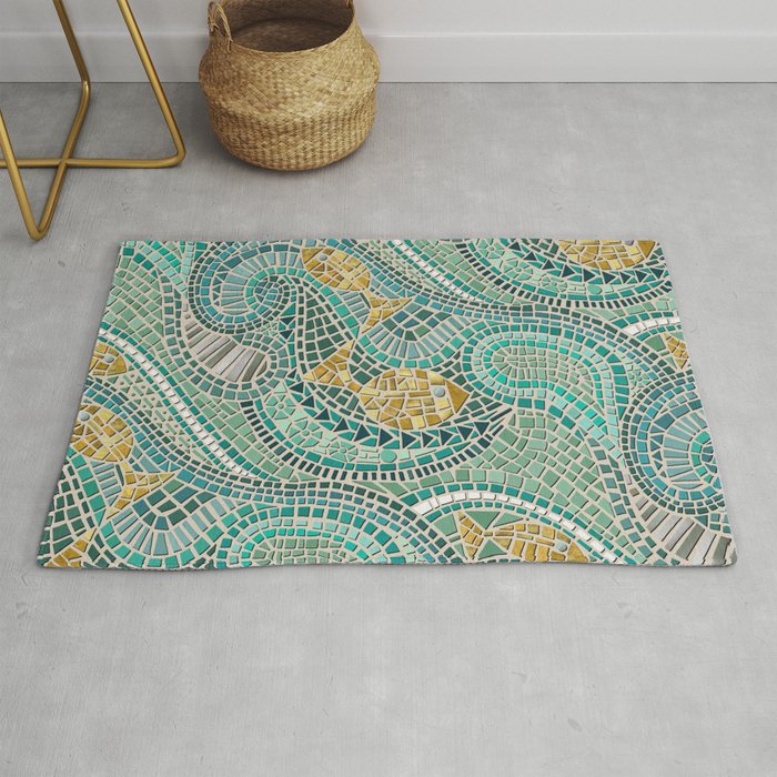 mosaic fish mint Rug