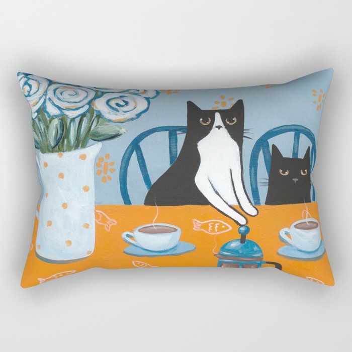 Cats and a French Press Rectangular Pillow