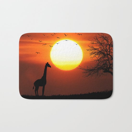 Giraffe sundown Bath Mat