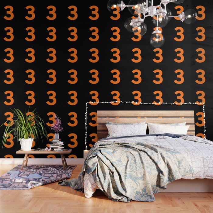 Number 3 (Orange & Black) Wallpaper