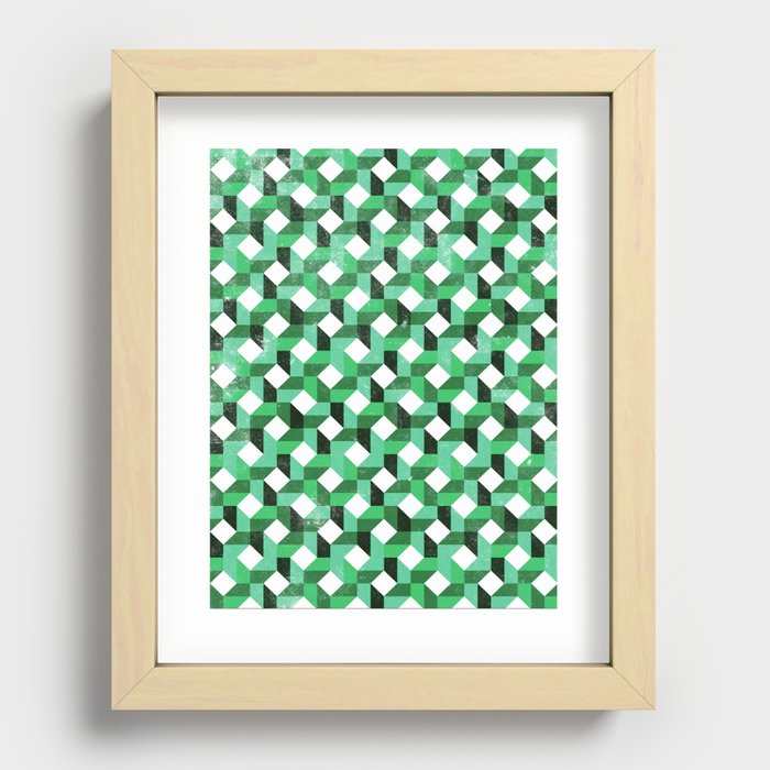 Quilt – Green Recessed Framed Print