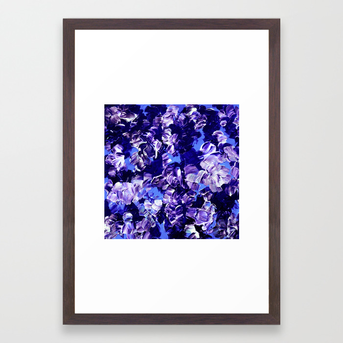 Floral Fantasy 2 Bold Blue Lavender Purple Abstract Flowers Acrylic Textural Painting Garden Art Framed Art Print By Ebiemporium Society6