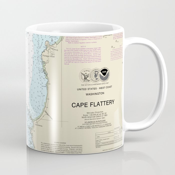 Cape Flattery Washington Nautical Chart 18485 Coffee Mug