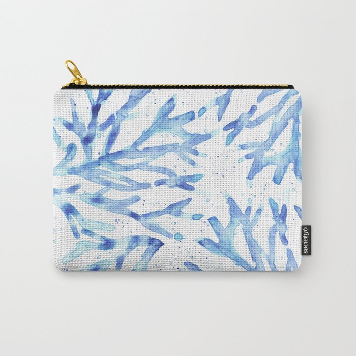 Blue Coral Carry-All Pouch by Kristen Laczi Watercolors | Society6